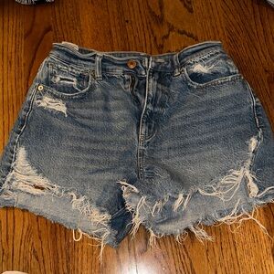 American Eagle Outfitters Blue Distressed Jean Shorts